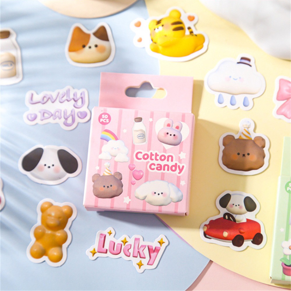 Bộ 50 Hộp Sticker Hoạt Hình Xinh Xắn Dùng Trong Trang Trí