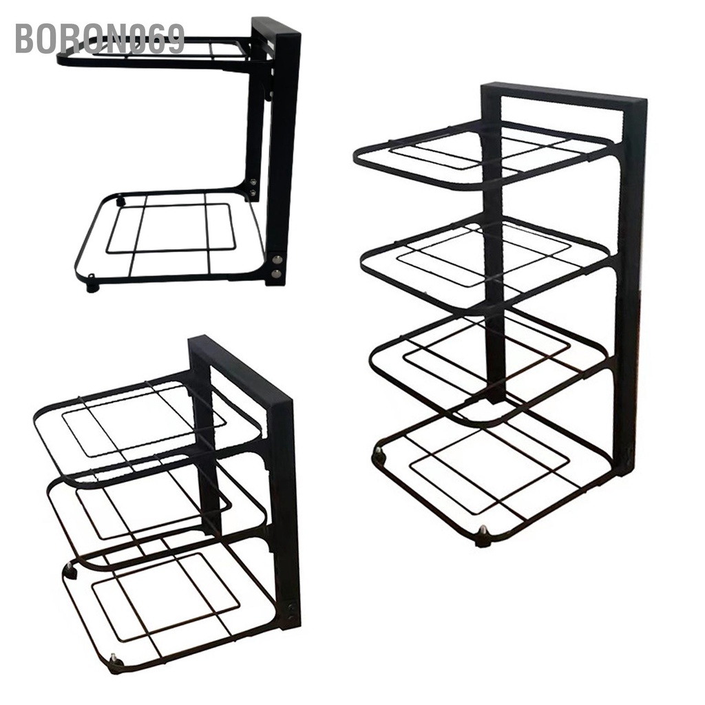 Boron069 Kệ Đựng Đồ Nhà Bếp Bằng Thép Carbon Nhiều Lớp Màu Đen Giá Đỡ Chảo Tổ Chức Cho Gia Đình