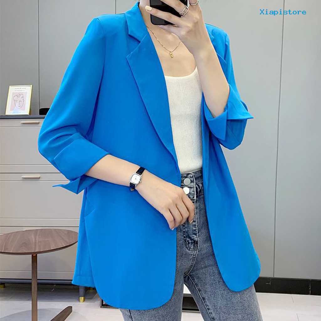 Áo Khoác Blazer Tay Dài Màu Trơn Chống Tia UV Thời Trang Mùa Hè Cho Nữ