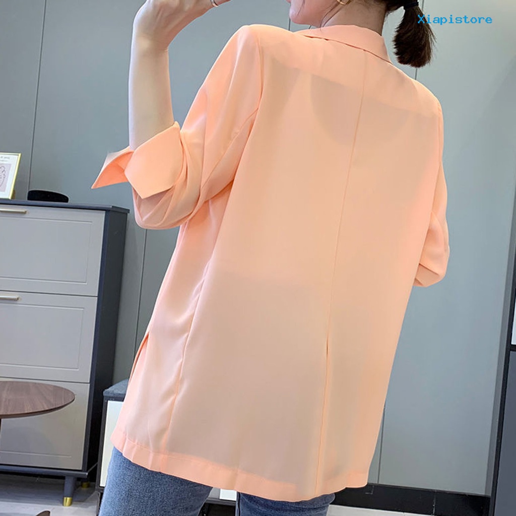 Áo Khoác Blazer Tay Dài Màu Trơn Chống Tia UV Thời Trang Mùa Hè Cho Nữ
