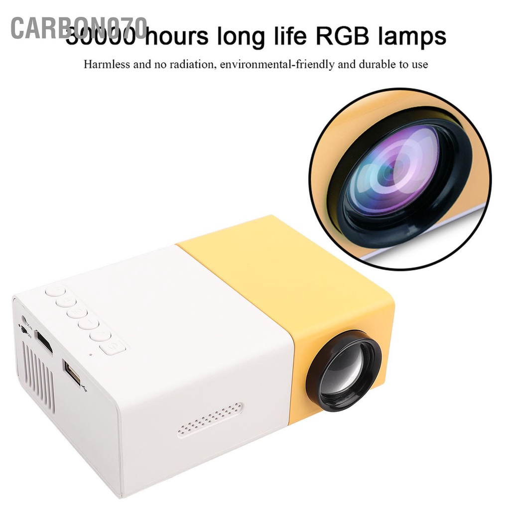 Carbon070 Mini Phong Cách Rạp Hát Tại Nhà Máy Chiếu LED Di Động Hỗ Trợ Độ Nét Cao 1080P HDMI VGA Nghe Nhạc Đa Phương Tiện