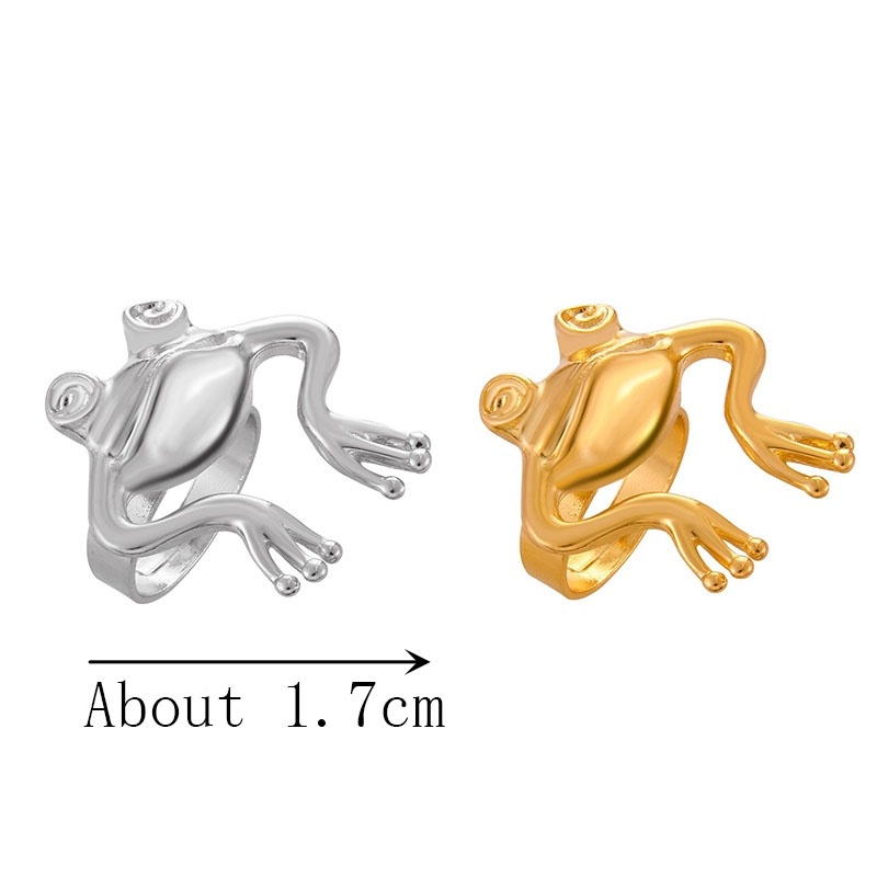 Nhẫn Hở Hình Chú Ếch Dễ Thương Bằng Hợp Kim Phong Cách Punk Hip Hop Đơn Giản Thời Trang Cho Nam Và Nữ