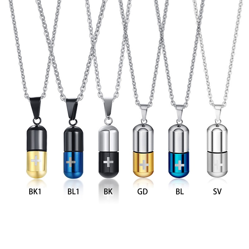 Ygt Vòng cổ Mặt Hình Viên Thuốc Khắc Chữ Thập Bằng Thép Không Gỉ