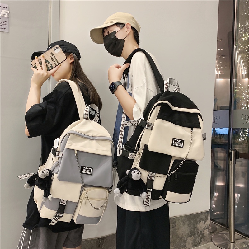 Hàng Mới Về Ba Lô Màu Tương Phản Phong Cách Nhật Bản Harajuku Mùa Hè 2023