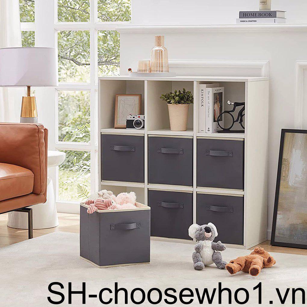 Giỏ Đựng Đồ Chơi / Quần Áo Hình Vuông Bằng Vải Màu Xám Gọn Nhẹ Dễ Truy Cập Và Sắp Xếp Gọn Gàng
