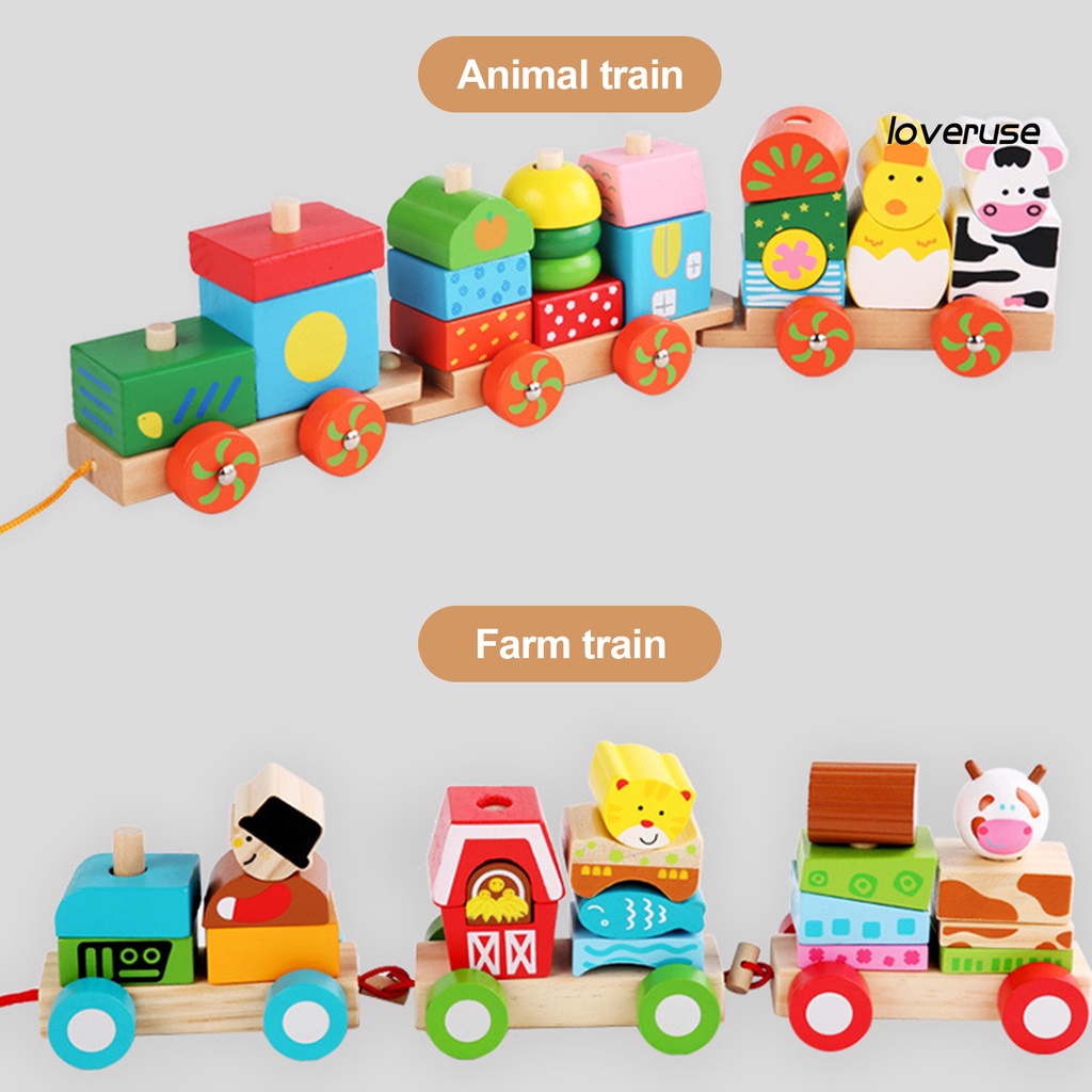 1 Bộ Đồ Chơi Tàu Lửa Bằng Gỗ Nhiều Màu Sắc Bắt Mắt Cho Trẻ Mẫu Giáo