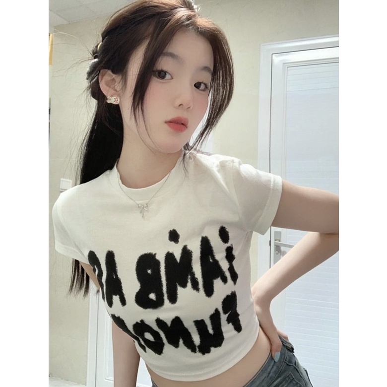 Áo Thun Nữ Ngắn Tay In Chữ Phong Cách Mới