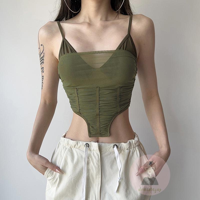 Áo Tank Top Sát Nách Cổ Chữ V Màu Sắc Thanh Lịch