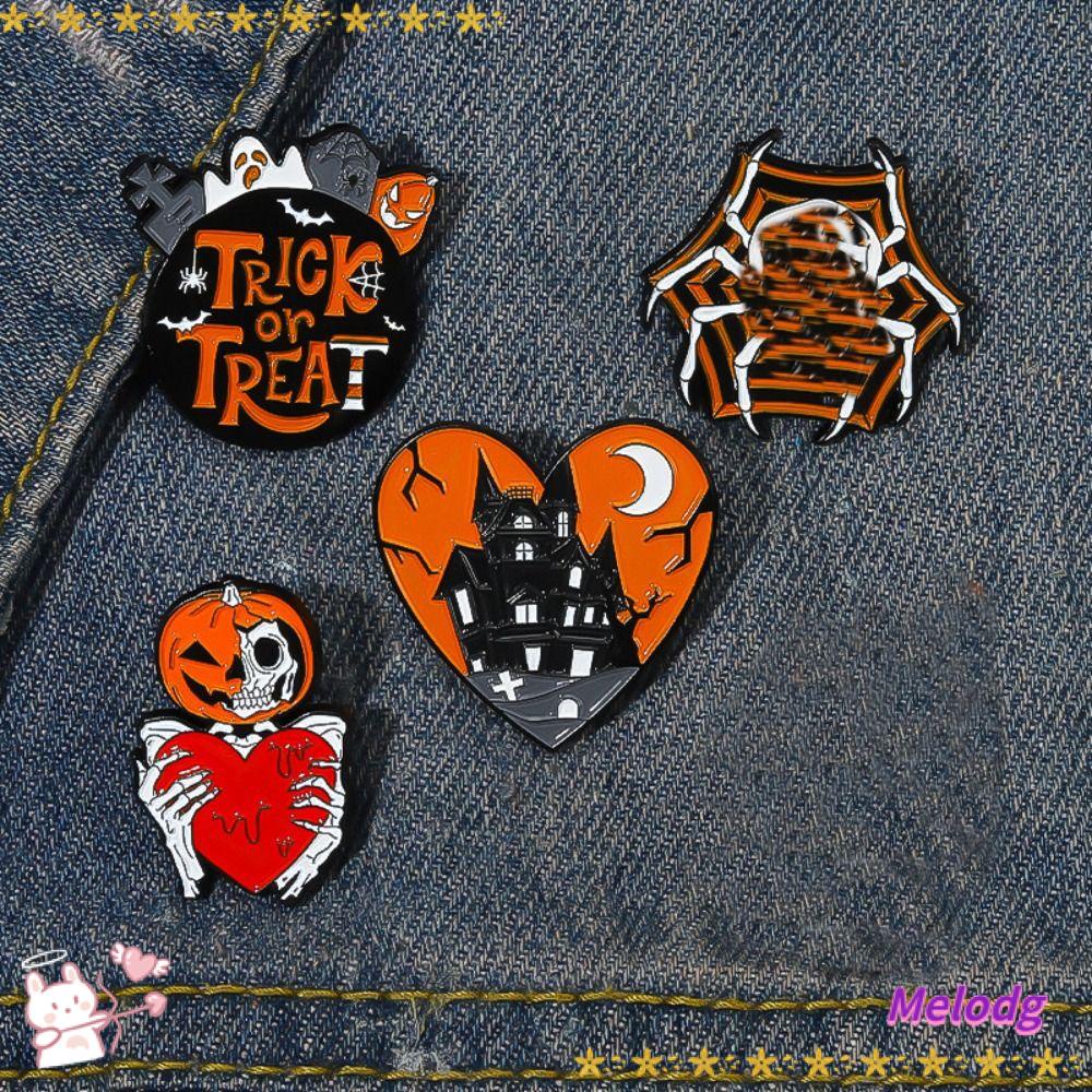 MELODG Set 3 Ghim Cài Áo Hợp Kim 3cm Hình Bí Ngô / Bộ Xương Phong Cách Punk Hóa Trang Halloween