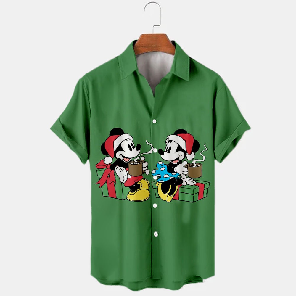 DISNEY Áo Sơ Mi Tay Ngắn Cổ Bẻ In Hình Chuột Mickey / Minnie Phong Cách Hawaii Thời Trang Năm Mới 2022 Cho Nam