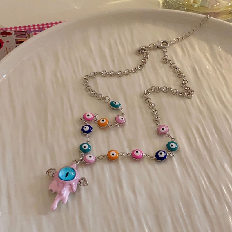 Bộ Vòng cổ + Bông Tai Hình Đôi Mắt Bằng Hợp Kim Cho Nữ