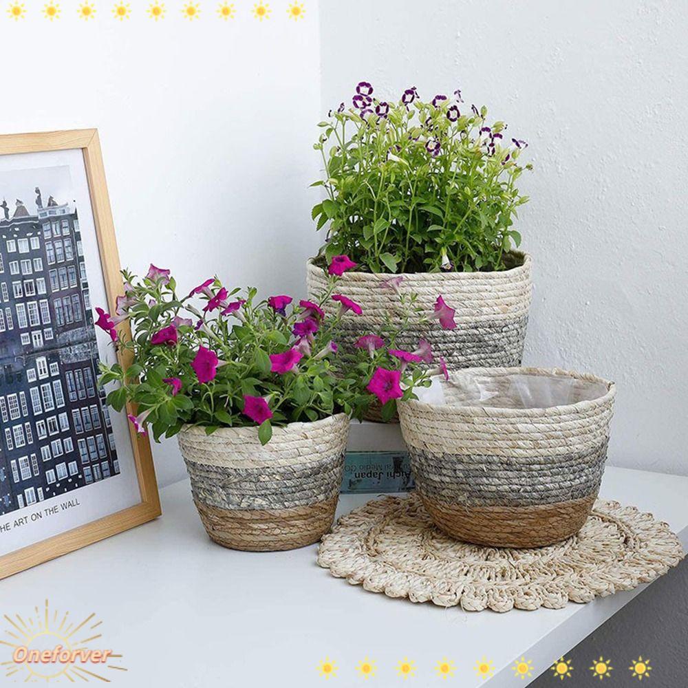FOREVER Giỏ Hoa Bằng Sợi Mây Dệt Handmade Hình Tròn Dùng Trang Trí Nhà Cửa