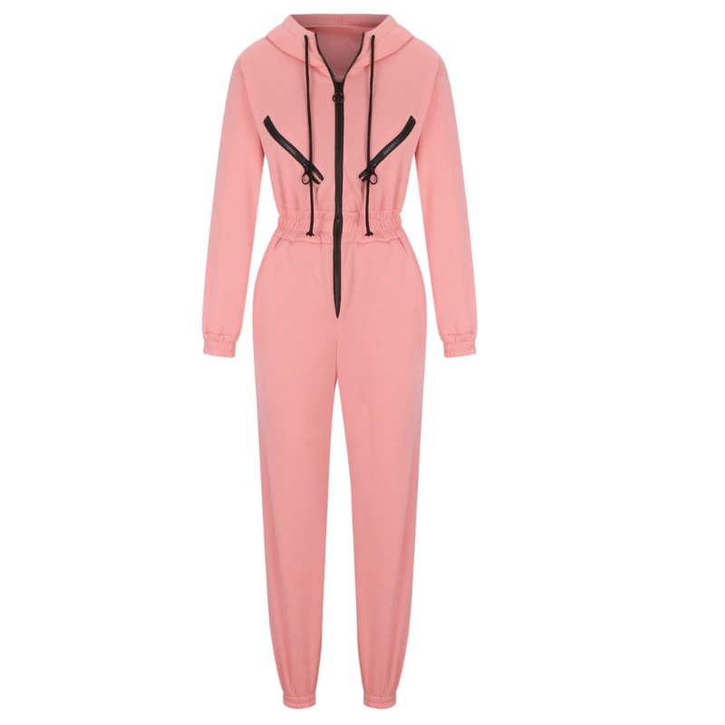 Brroa Bộ Áo Hoodie + Quần Dài Co Giãn Màu Trơn Phối Khóa Kéo Thời Trang Cho Nữ