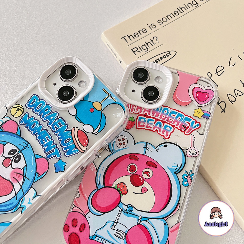 Ốp Điện Thoại TPU Mềm Tháo Rời Được 3 Trong 1 Hình Gấu Lotso Dễ Thương Cho IPhone 11 14 Pro Max 13 Pro Max 12 X XS XR 7 8 Plus