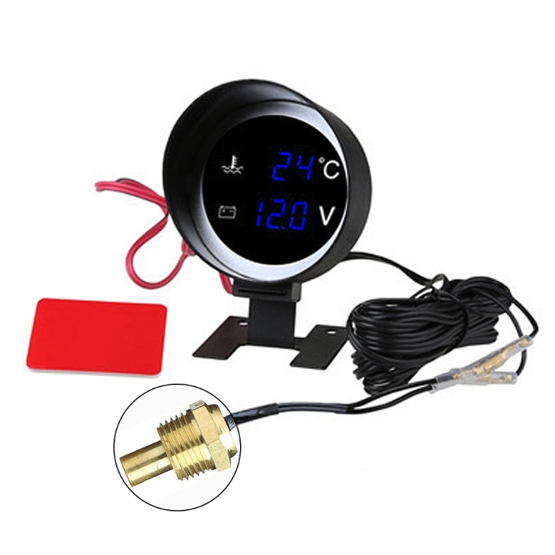 Đồng Hồ Đo Nhiệt Độ Nước Có Đèn LED Kỹ Thuật Số 2 Trong 1 12 24V Thông Dụng Cho Xe Hơi / Xe Máy