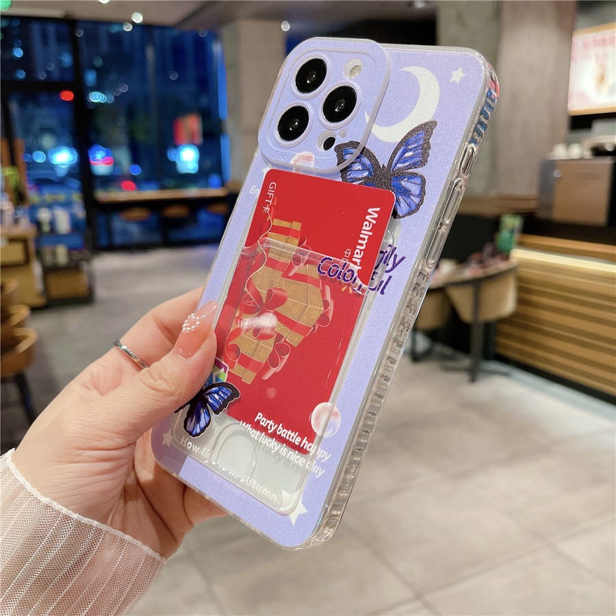 Ốp Điện Thoại Silicon Dạng Ví Đựng Thẻ Họa Tiết Hoạt Hình Cho iPhone 14 Plus 13 12 11 Pro Max