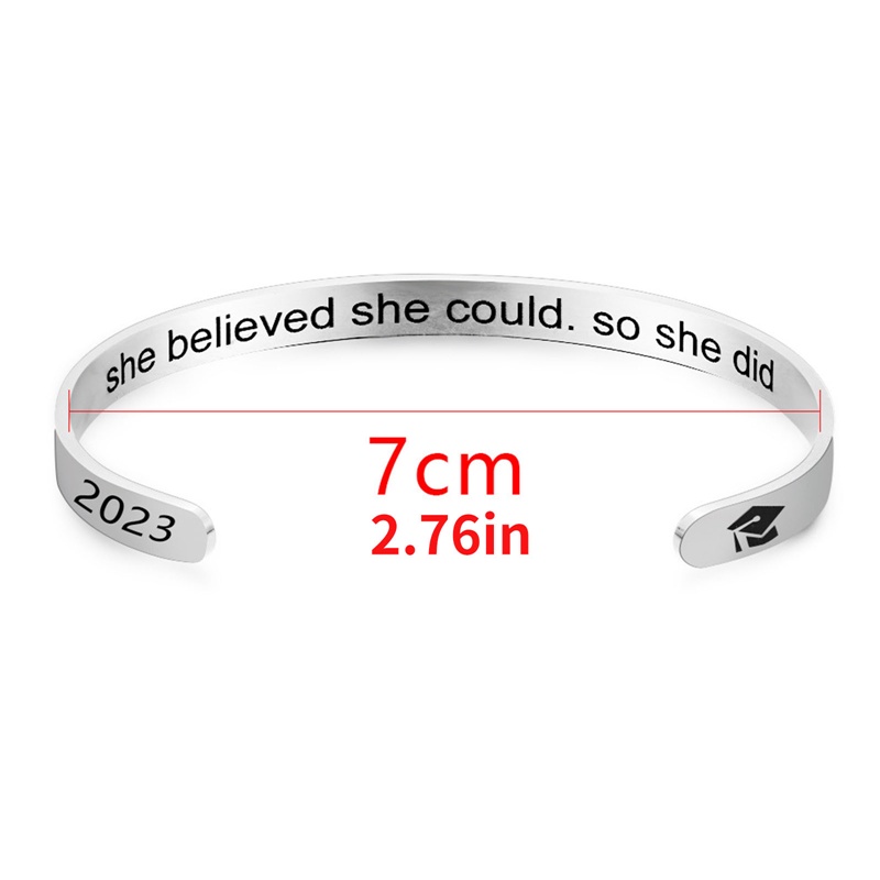 Ygt Vòng Tay Dạng Hở Bằng Thép Không Gỉ In Chữ She Believed She Could So She Did Dành Cho Cặp Đôi