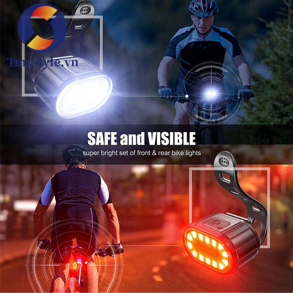 Bộ Đèn LED Chống Thấm Nước Sạc USB Cho Xe Đạp
