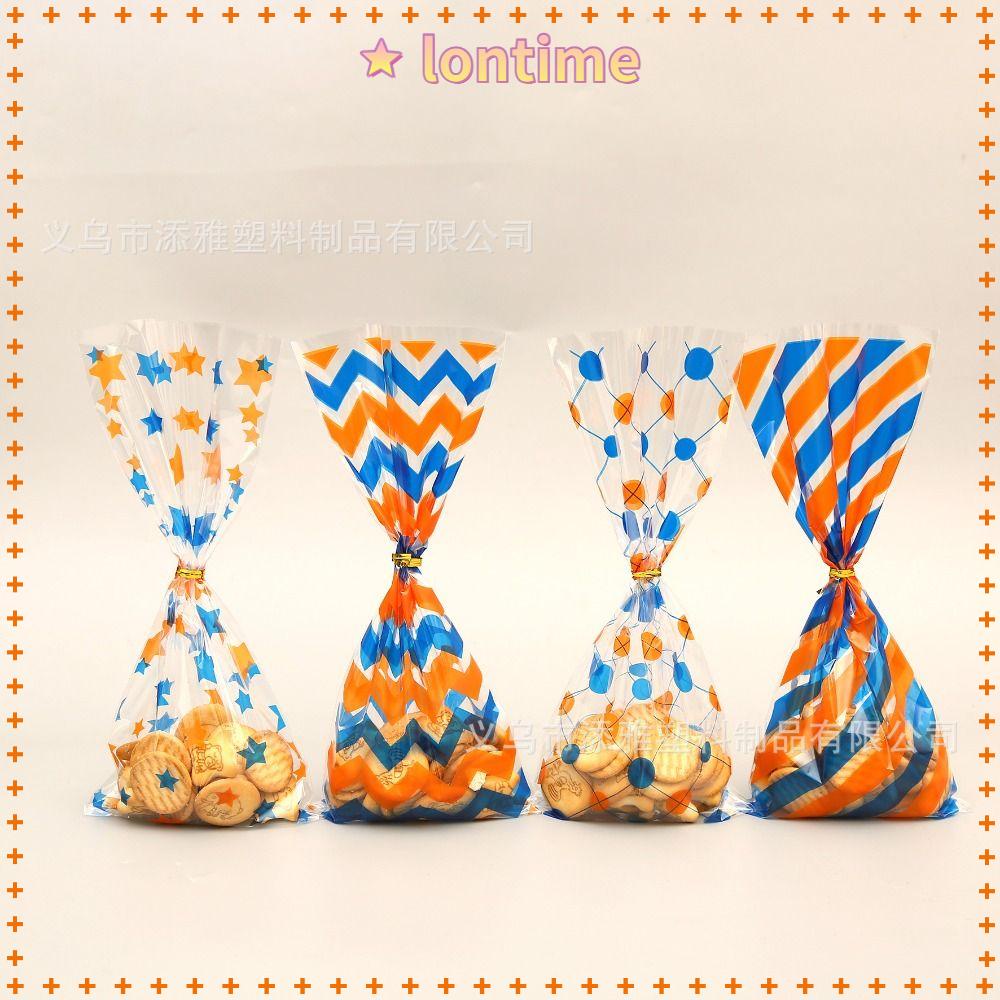 LONTIME Bộ 50 Túi Nhựa Đựng Kẹo Họa Tiết Chấm Bi Màu Vàng Hồng 10.63 &quot;x 4.92&quot;