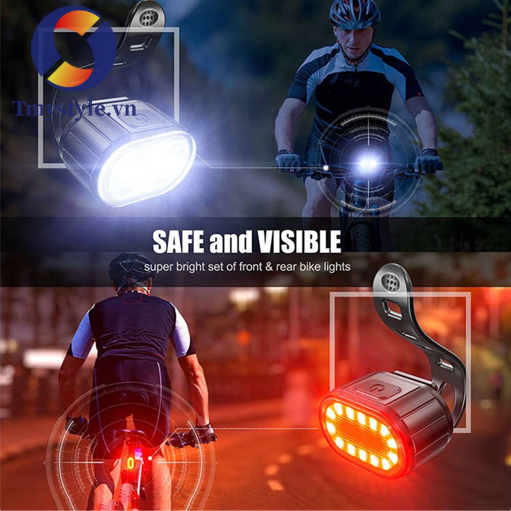 Bộ Đèn LED Chống Thấm Nước Sạc USB Cho Xe Đạp
