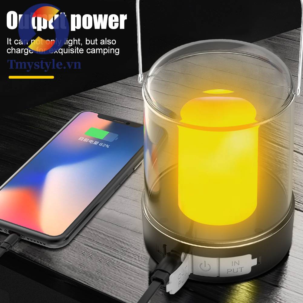 Đèn Cắm Trại 3 Bánh Răng 1500mAh Cổng USB / Type-C Chống Nước Có Thể Sạc Lại