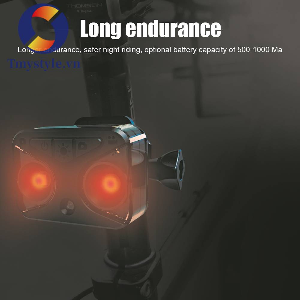 Máy Ghi Âm 2 Trong 1 Chống Nước 720P Với Đèn LED Sau Cho Xe Đạp Leo Núi Màu Đen