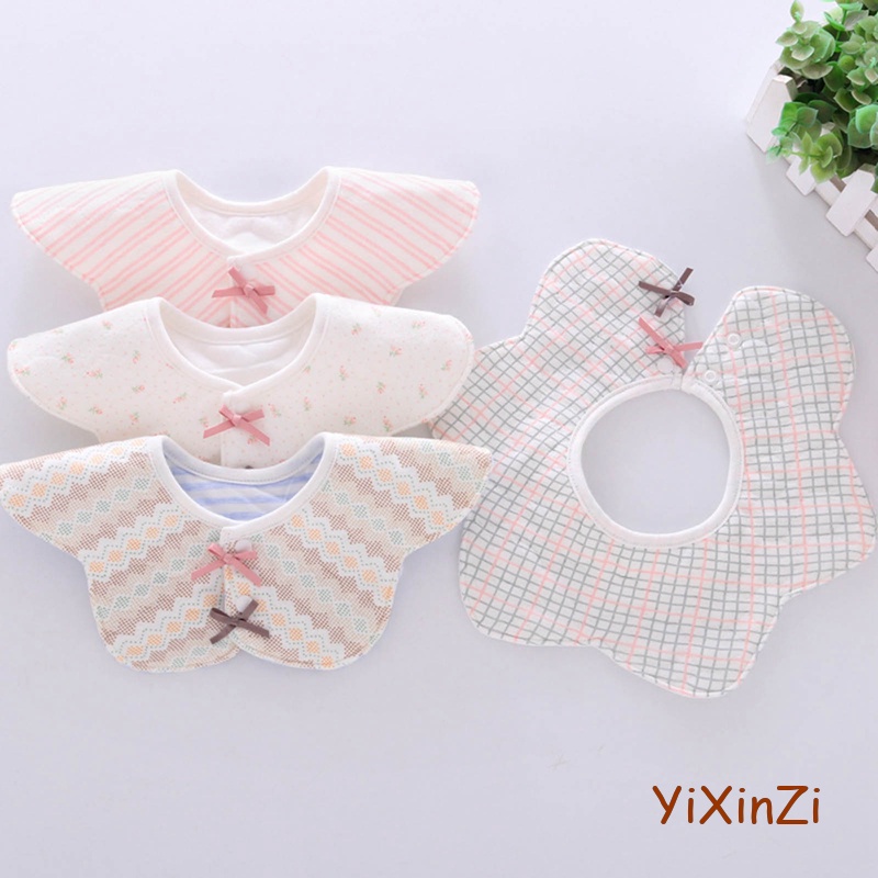 Yixinzi 360 Độ ° Yếm Ăn Chống Thấm Nước Họa Tiết Hoa Xinh Xắn Cho Bé
