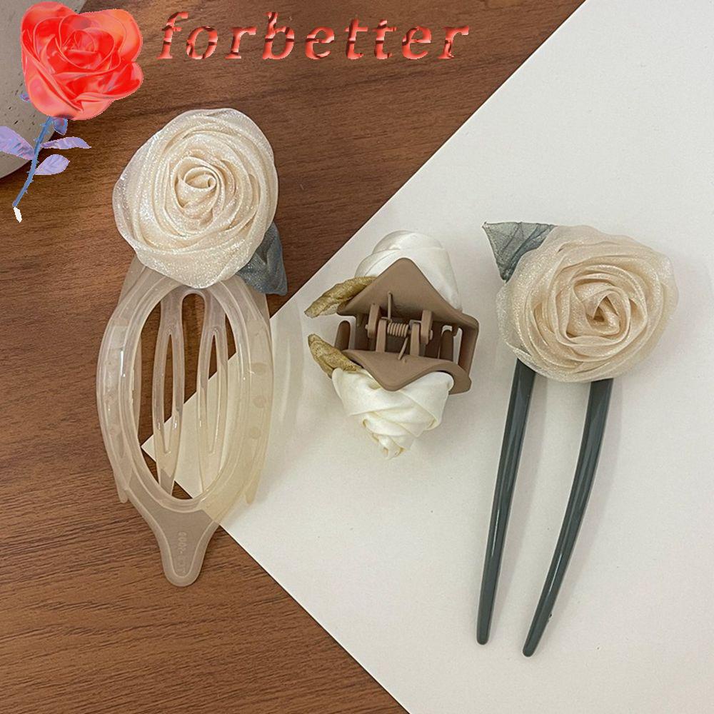 FORBETTER Kẹp Tóc Hình Hoa Trà / Chữ U Đơn Giản Sáng Tạo Cho Nữ