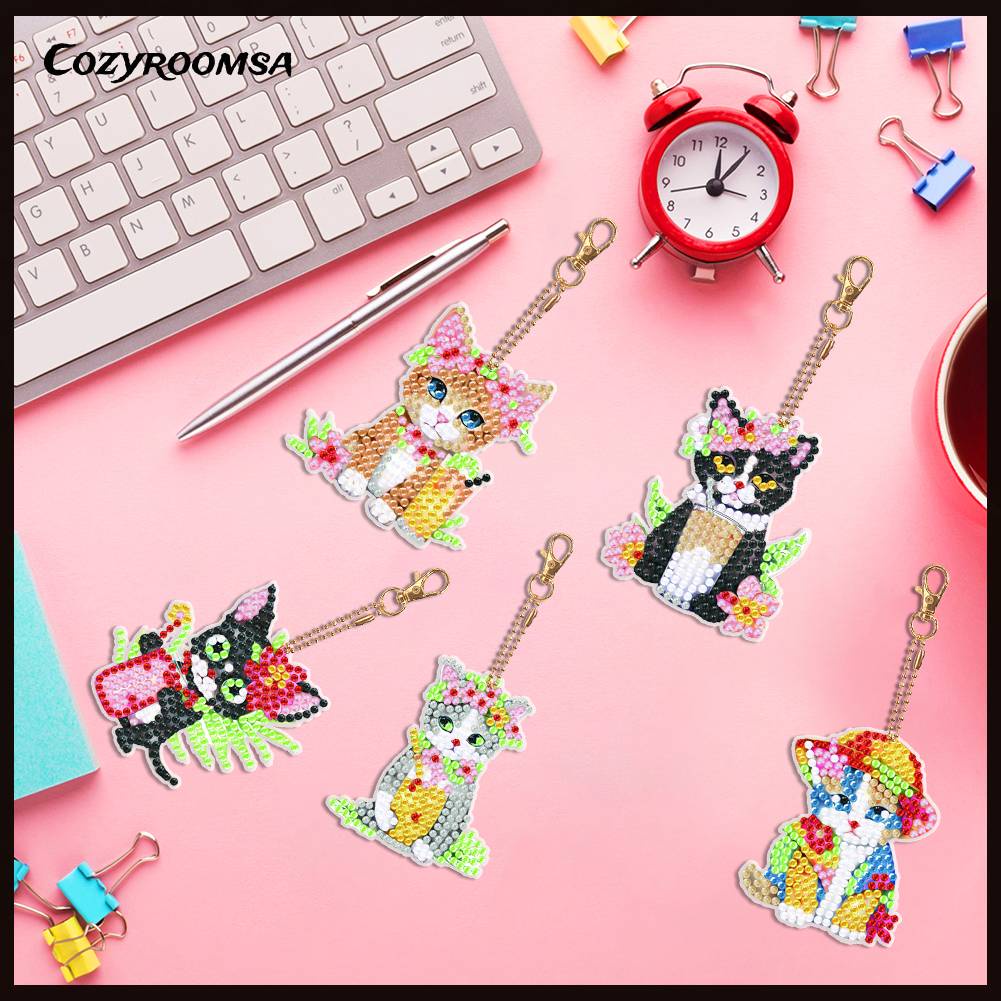 Set 5 Móc Khóa Hình Lạc Đà Đính Đá Nghệ Thuật Toàn Diện DIY Dành Cho Trẻ Em
