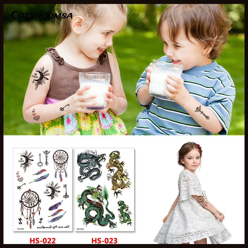 Set 6 Hình Xăm Giả Họa Tiết Hoạt Hình Dễ Thương Dùng Một Lần