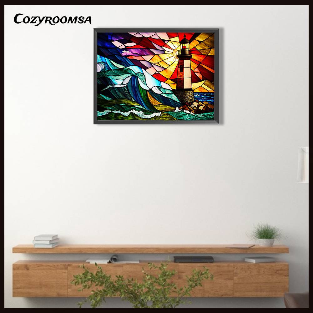 Tranh Đính Đá Kim Cương Toàn Bộ 5D DIY Hình Ngọn Hải Đăng