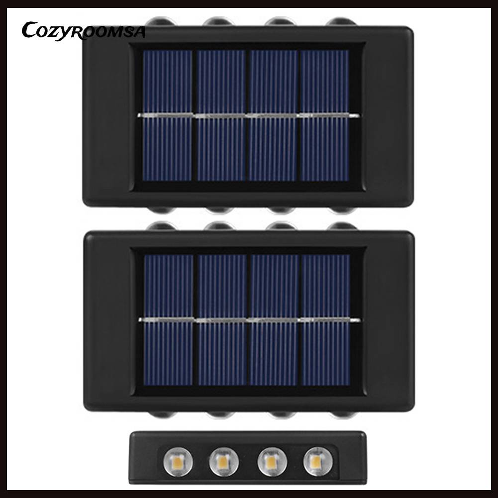 2 Đèn Led 8 / 10 Bóng Năng Lượng Mặt Trời Gắn Tường Trang Trí Sân Vườn