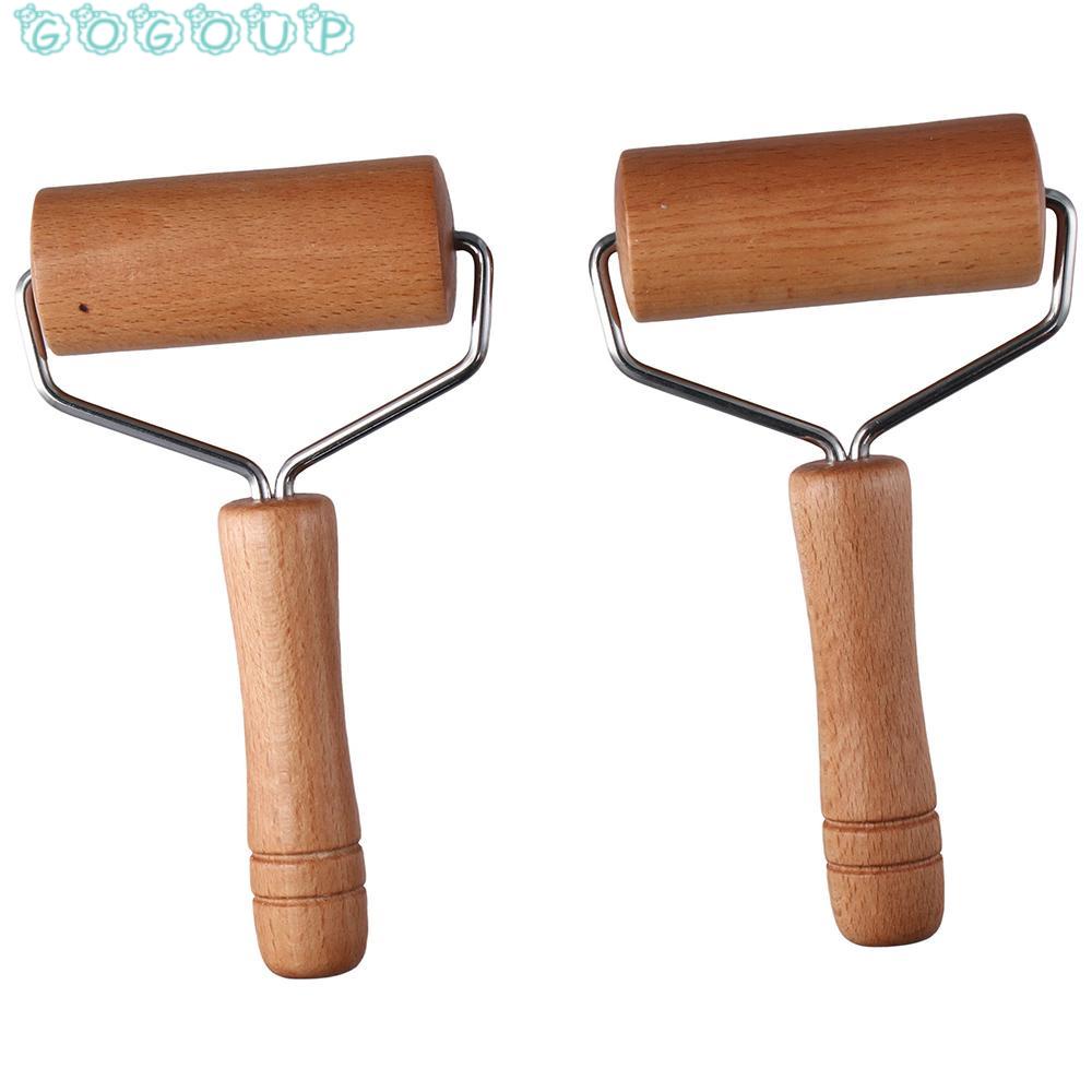 GOGOUP Bộ 2 Cây Lăn Bột Làm Bánh Pizza Bằng Gỗ Chống Dính Có Tay Cầm