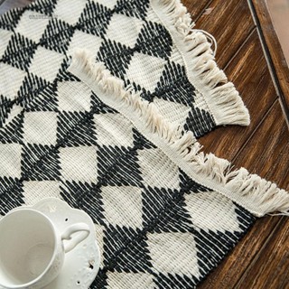 Table Runner Braided Striped Cotton Farmhouse Placemats Restaurant Table Cloth