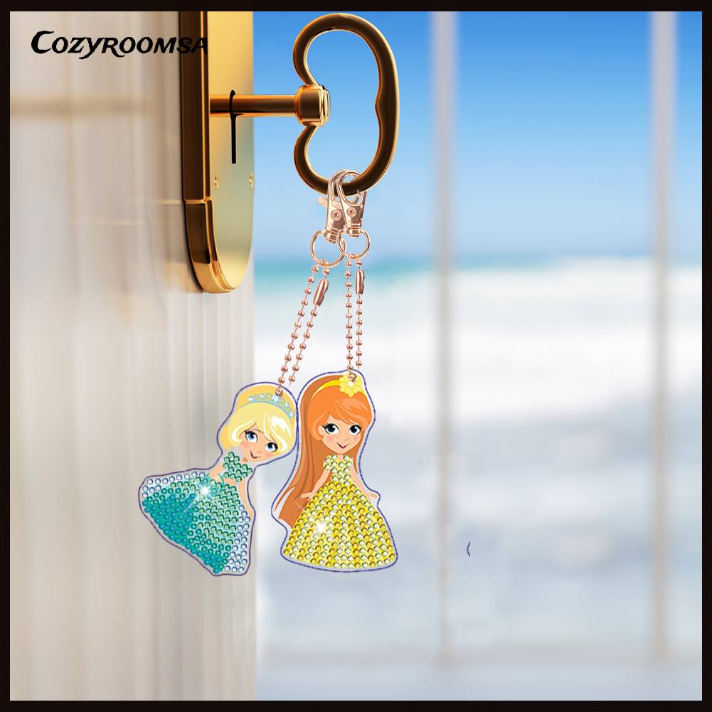 Set 12 Móc Khóa Đính Đá 5D Nghệ Thuật