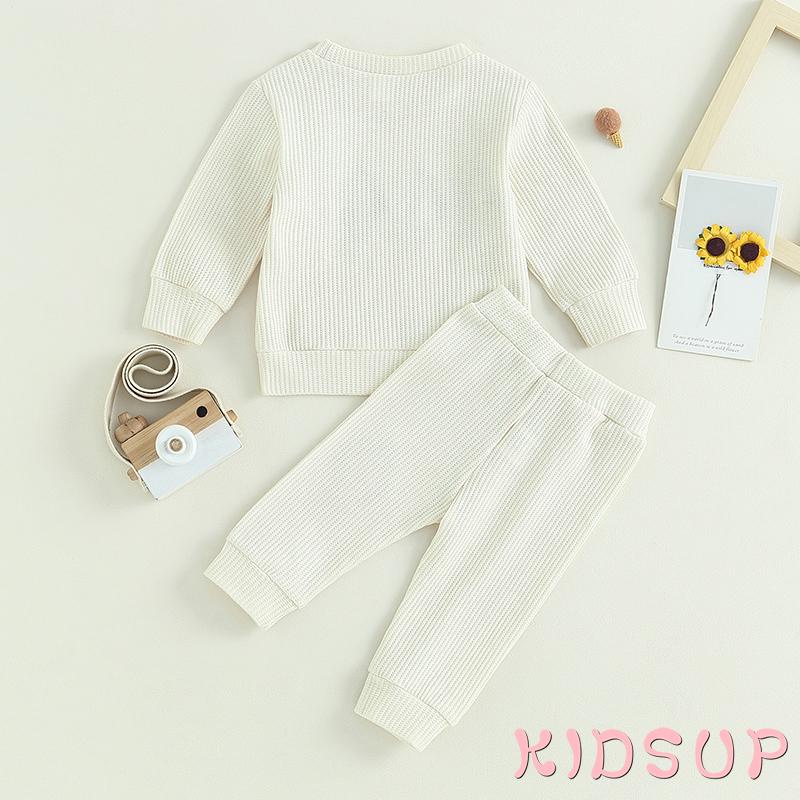 Set Đồ 2 Món Gồm Áo Sweater Tay Dài Cổ Tròn In Họa Tiết Hình Học + Quần Dài Cho Bé Trai