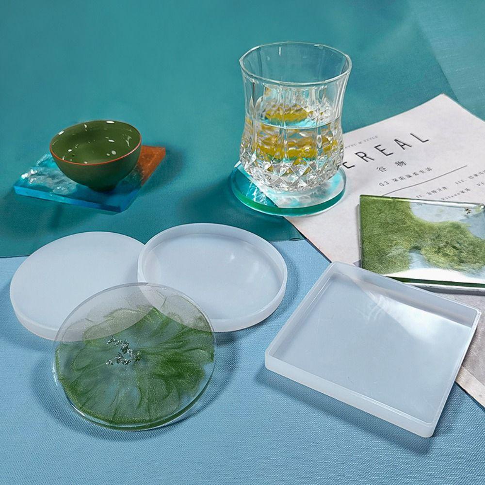 MALCOLM Khuôn Silicone Làm Đế Lót Ly Hình Vuông / Tròn Không Mùi DIY