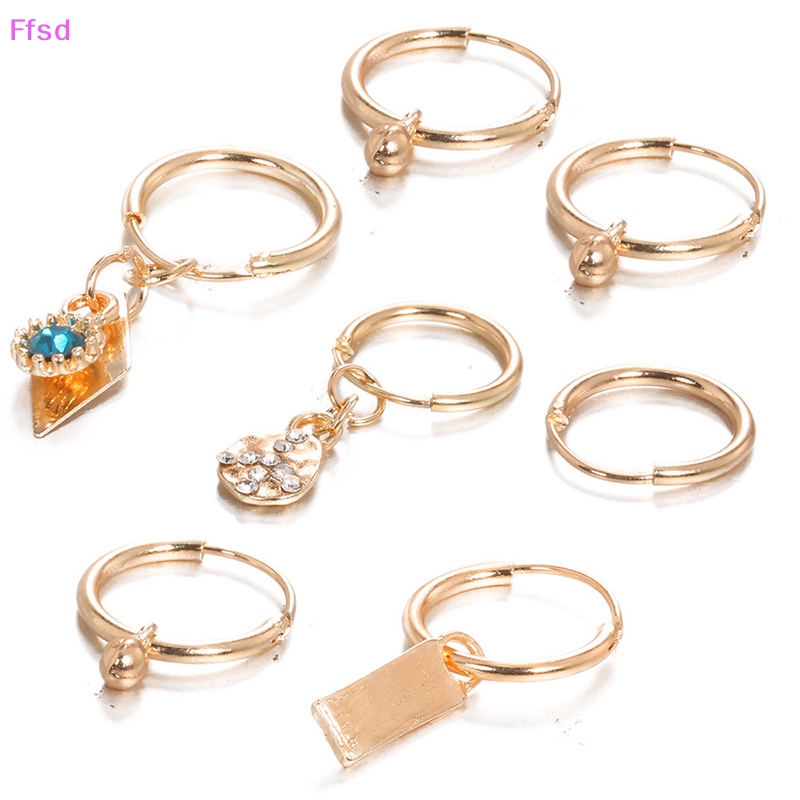 Set 7 Khuyên Tai Hình Học Đính Đá Pha Lê Thời Trang Cho Nữ