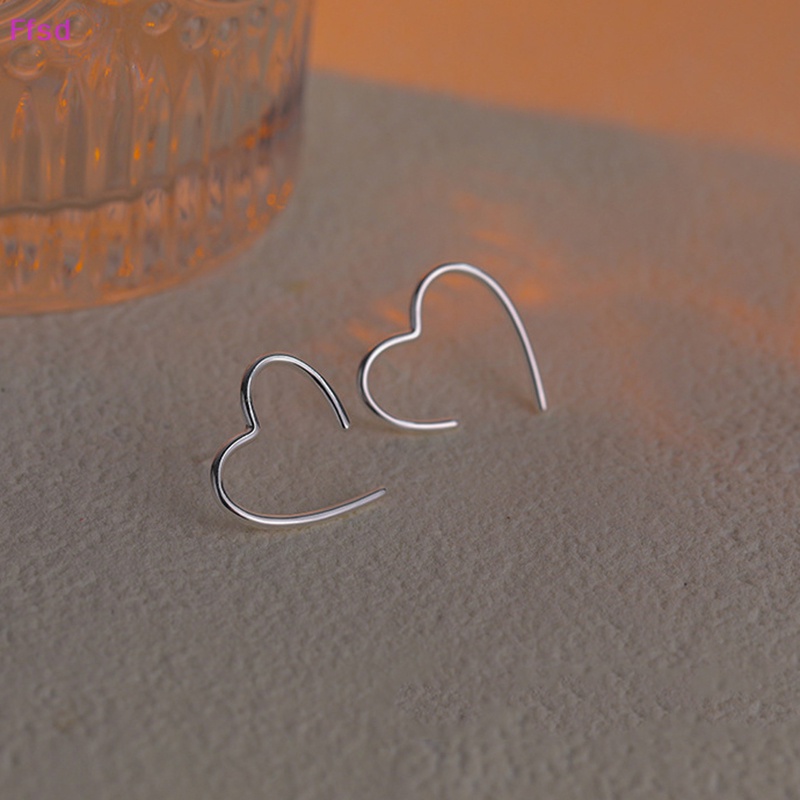 {Ffsd} Khuyên Tai Dạng Kẹp Hình Học Trái Tim Mở Bằng Kim Loại Hàn Quốc Đơn Giản Cho Nữ