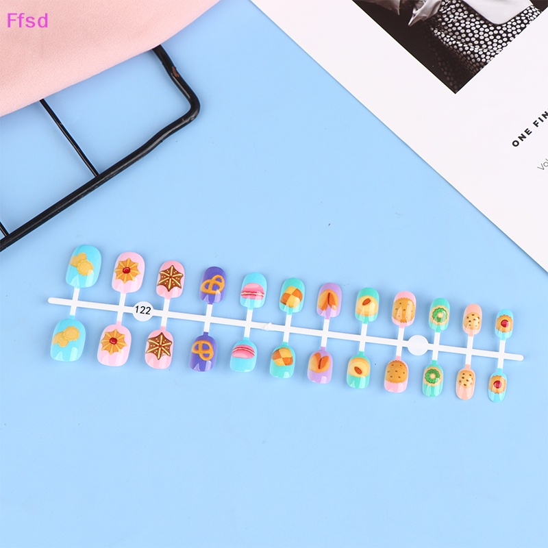 {Ffsd} Móng Tay Giả Hoạt Hình Nhiều Màu Sắc Dạng Nhấn Dễ Thương Có Thể Tháo Rời Cho Bé Gái * Bán Chạy