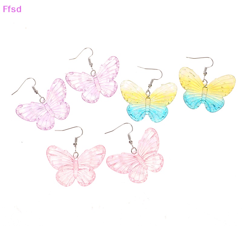 1 Đôi Bông Tai Acrylic Hình Bướm Nhiều Màu Thời Trang Dành Cho Nữ
