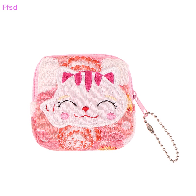 1 Túi Đựng Tiền Xu Mini Hình Mèo May Mắn Bằng Vải Dễ Thương