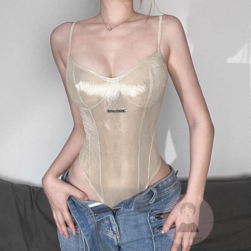 Bộ Bodysuit Không Tay Hở Lưng Quyến Rũ Cho Nữ