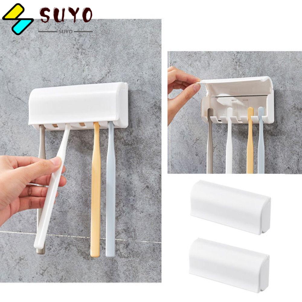 SUYO Bộ 2 Giá Đỡ Bàn Chải Đánh Răng 6 Ngăn Bằng Nhựa Tự Dính Tiện Dụng Cho Phòng Tắm