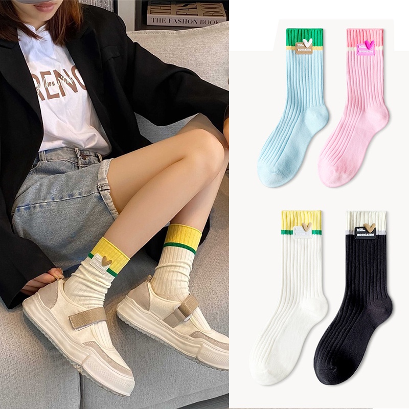 Vớ Cotton Mỏng Cổ Vừa Màu Sắc Ngọt Ngào Thời Trang Mùa Hè Cho Nữ