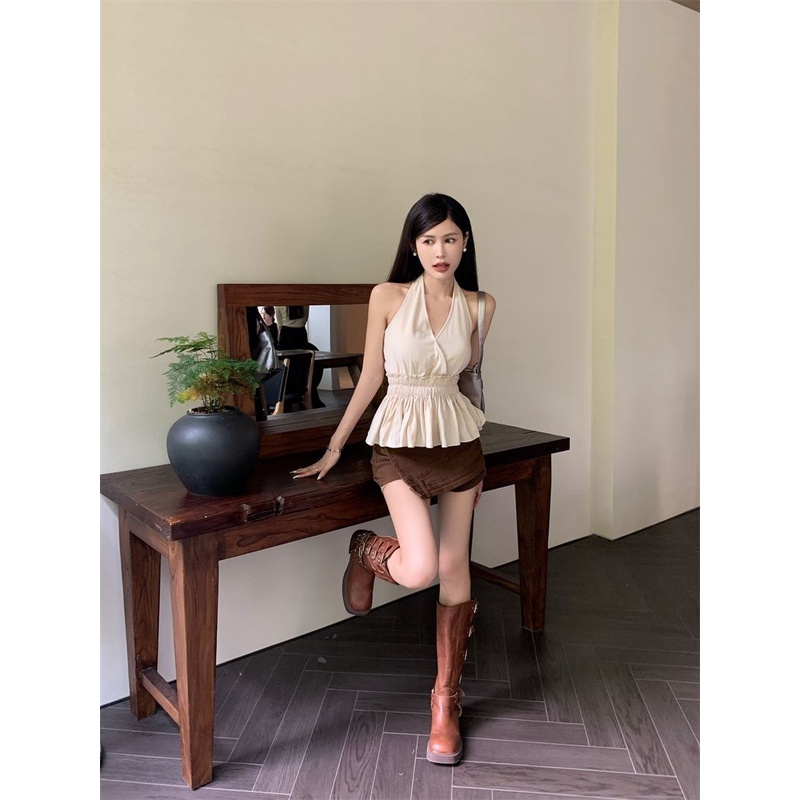 Áo Hai Dây Cổ Chữ V Hở Lưng Dáng Ôm Thời Trang Quyến Rũ Cho Nữ