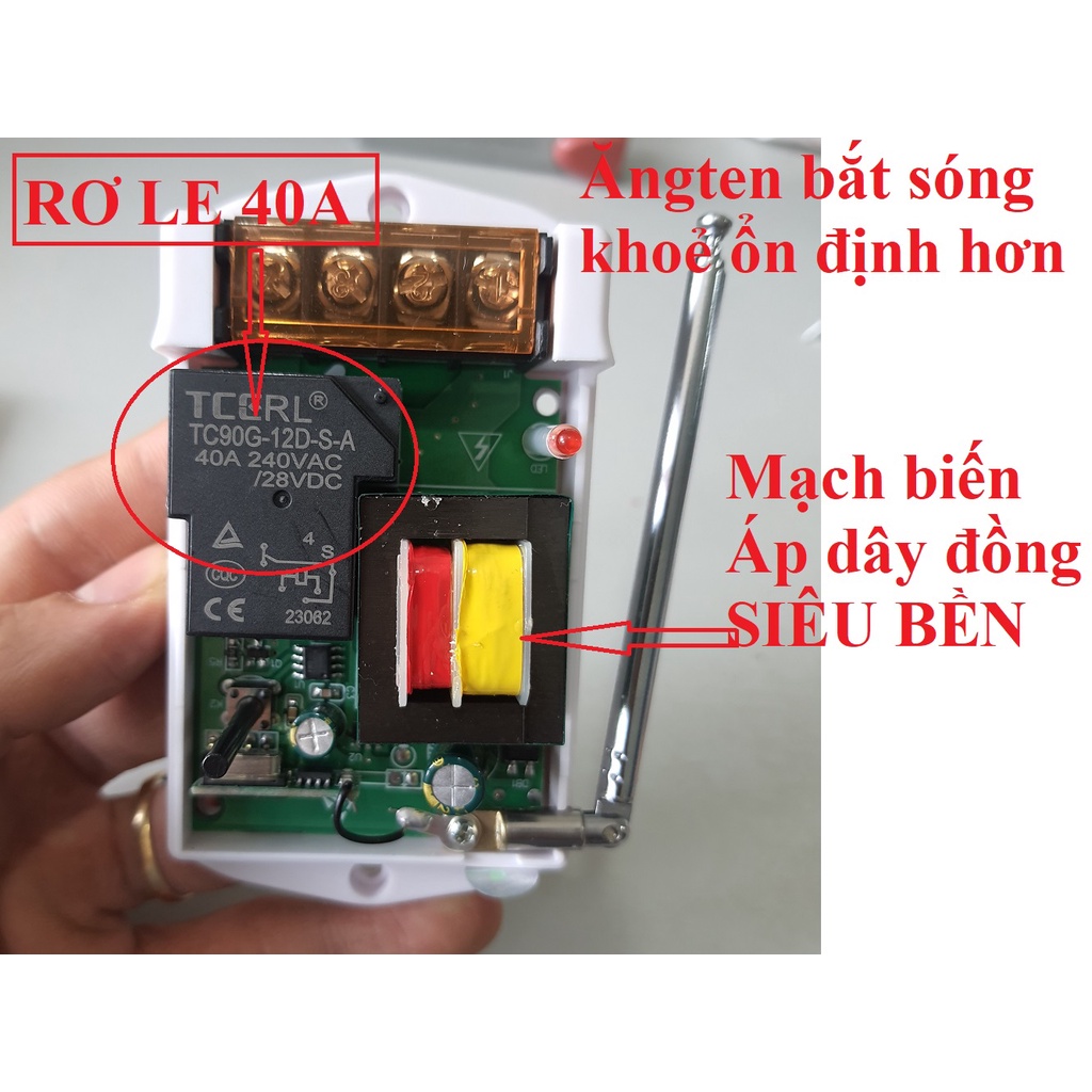 Công tắc điều khiển từ xa LW 40A-3500W khoảng cách 1000 mét mạch biến áp siêu bền có ăng ten bắt sóng xa khoẻ CHÍNH HÃNG