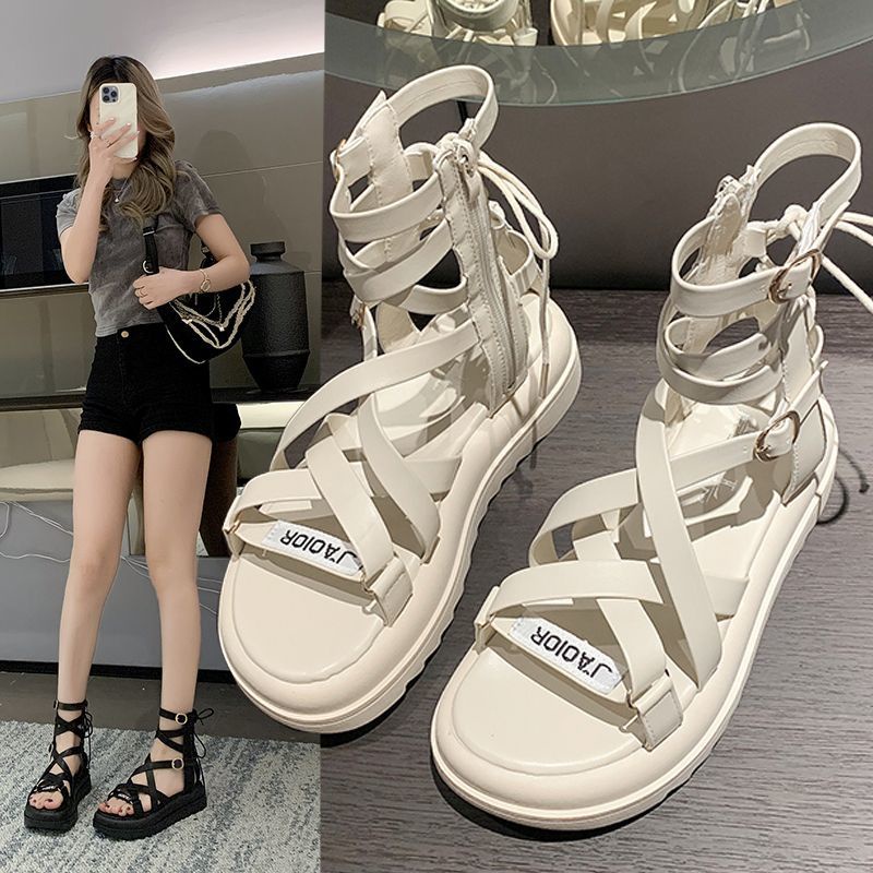 Giày Sandal Đế Dày Quai Chéo Phong Cách Roman