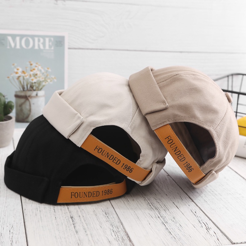 Mũ Da Quả Dưa Không Vành Độc Đáo Phong Cách Hip Hop Đường Phố Hàn Quốc Yuppie Landlord Hợp Thời Trang Xuân Thu Cho Cặp Đôi