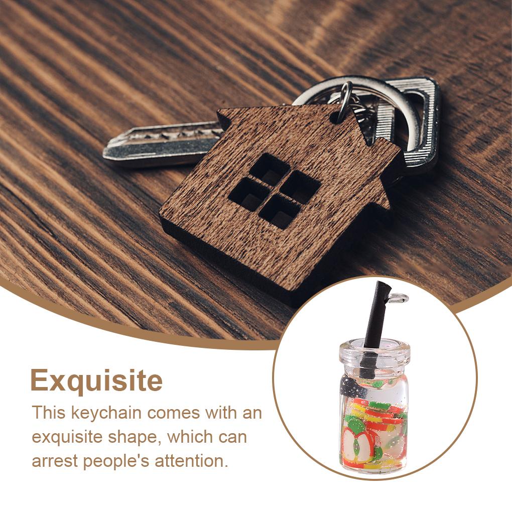 Móc Khóa Hình Chai Thủy Tinh Trái Dâu Đa Năng DIY